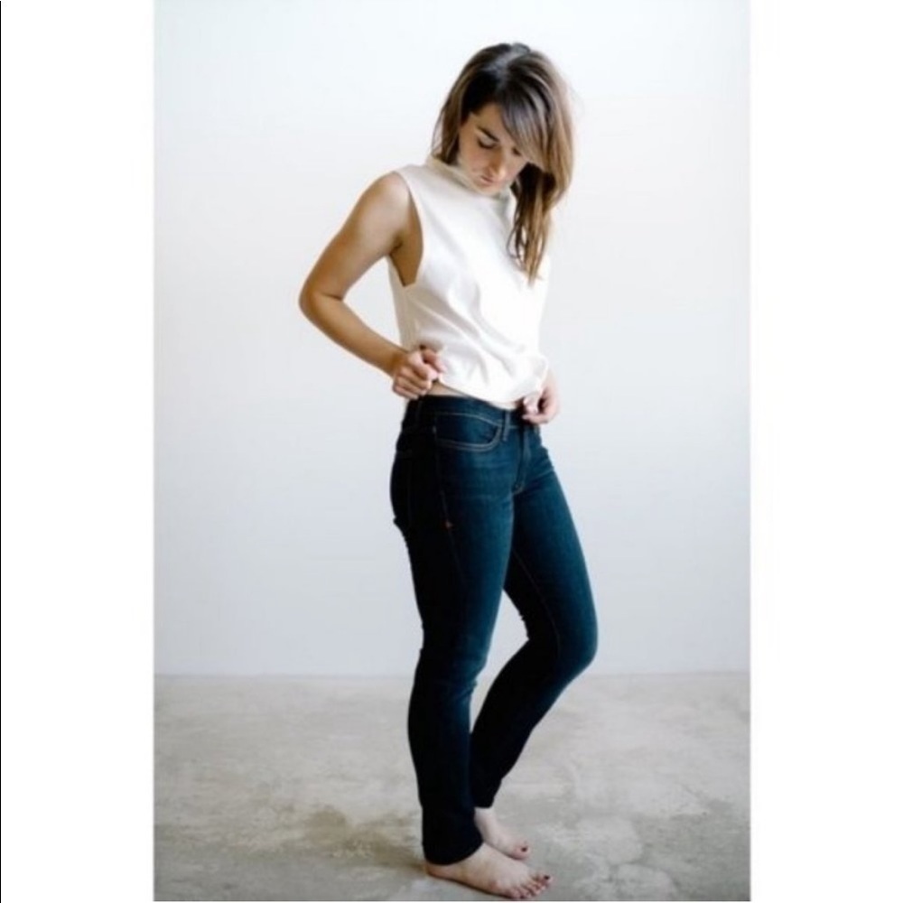 Imogene + Willie Lucy Dark Wash Mid Rise Jeans Stretchy Skinny Blue Size 25R